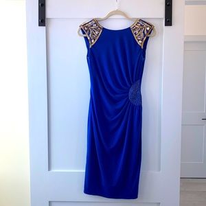 Bright Sky Blue Grecian Dress